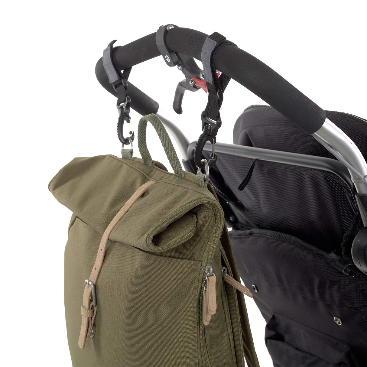 LÄSSIG Bolsa para pañales, cambiador, fijación para cochecito de bebé, soporte para botellas, fabricado de forma sostenible/GRE Rolltop Backpack, verde