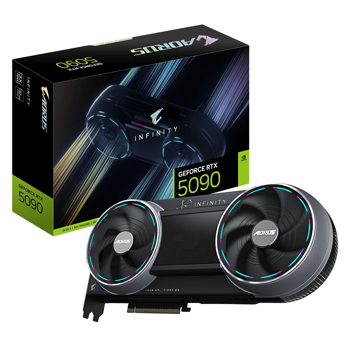 GIGABYTE AORUS GeForce RTX 5090 Infinity 32G Tarjeta Gráfica – 32GB GDDR7, 512-bit, PCI-E 5.0, Reloj de núcleo 2730 MHz, 3 × DP 2.1b, 1 × HDMI 2.1b, DLSS 4, GV-N5090AORUS IF-32GD