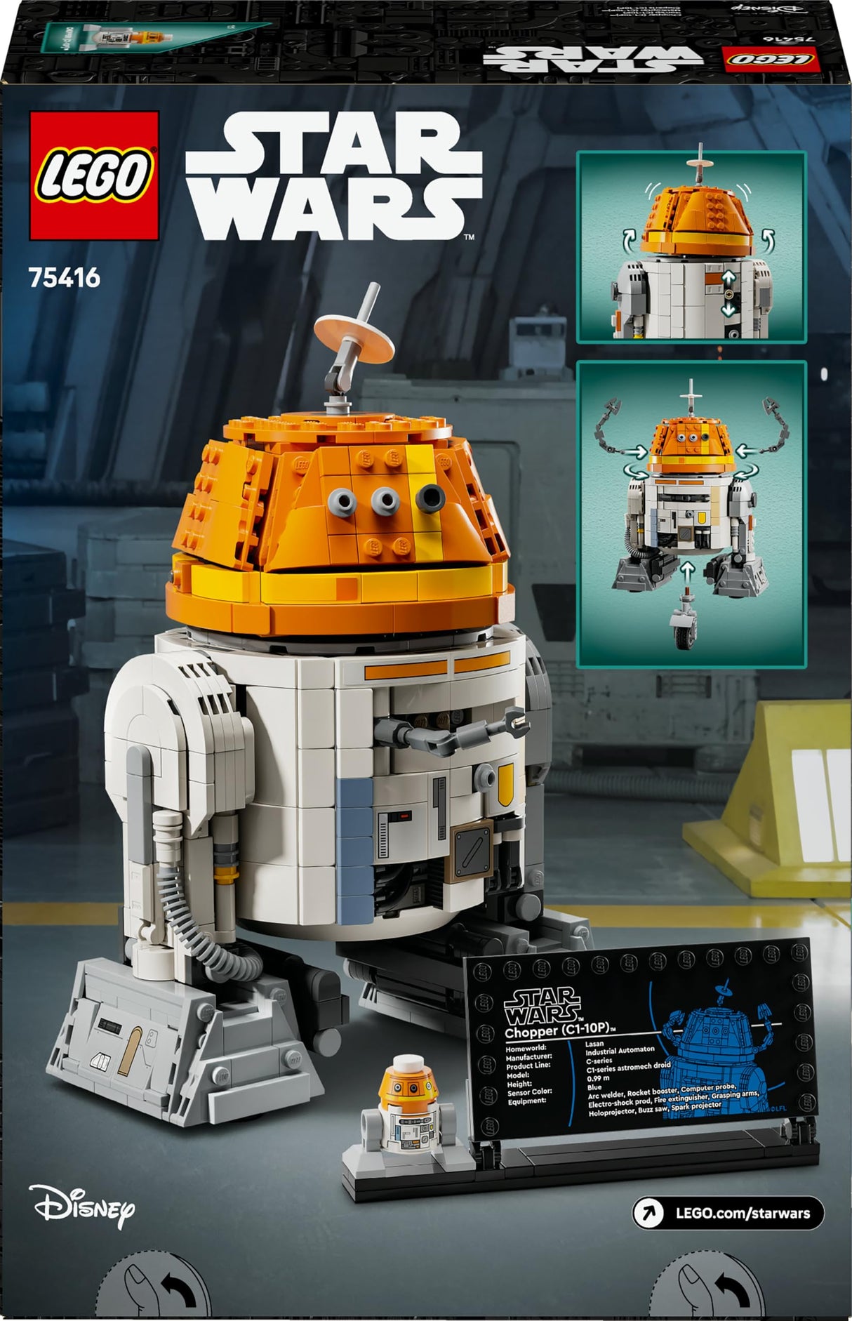LEGO Star Wars 75416 Droide Astromecánico Chopper (C1-10P) - Juguete de Ahsoka - Figura Articulada - Cabeza Móvil Activada por Palanca y Extremidades Ajustables - Regalo para Niños y Niñas de 10+ Años