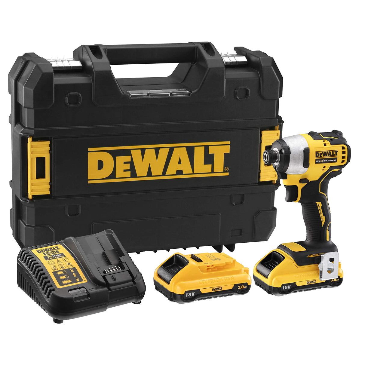DEWALT DCF809L2T-QW - Atornillador Impacto sin escobillas XR 18V 1/4" 190Nm con 2 baterías Li-Ion 3,0Ah con maletín TSTAK