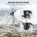 NEEWER Cabezal Fluido para Trípode con Base Niveladora de +/-7° (φ48mm), Soporte de Cabezal de Video Mini Pan Tilt Metal con Placa QR Tipo Arca, Mango Telescópico para Cámara Video Cámara DSLR, GM35