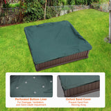 VEVOR Caja de Arena con Tapa Areno de HDPE Cuadrado de 1235 x 1235 x 315 mm con 4 Asientos en Las Esquinas y Revestimiento Inferior para Niños de 3 a 12 Años para Patio al Aire Libre, Parque, Marrón