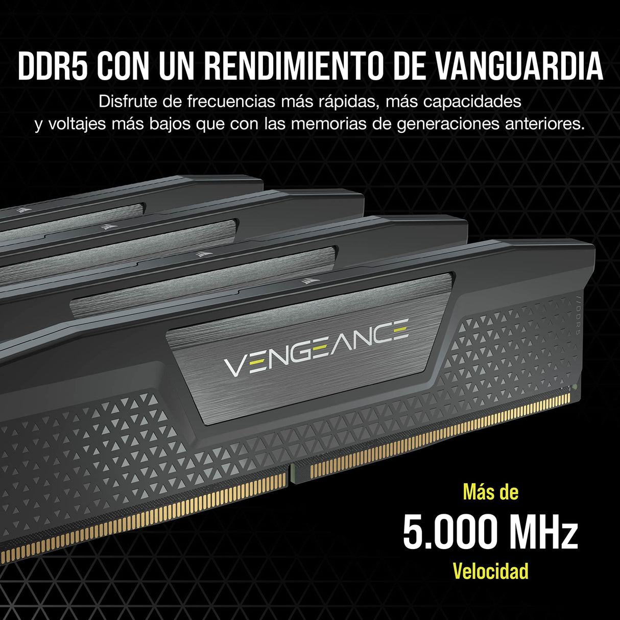 Memoria RAM CORSAIR Vengeance DDR5 de 96 GB (4x24 GB) a 6400 MHz CL32 Compatible con Intel XMP iCUE - Negro (CMK96GX5M4B6400C32)