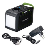 Bresser Mobile Power Station 88,8 Wh, 6 Ah / 14,8 V con batería de iones de litio de alta calidad, puertos USB, CA y CC y gran luz LED