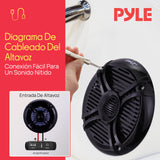 Pyle par de Altavoces Marinos de 6.5”, 250V, Sonido Estereo, Duales, Exteriores, Resistentes al Agua y a la Intemperie