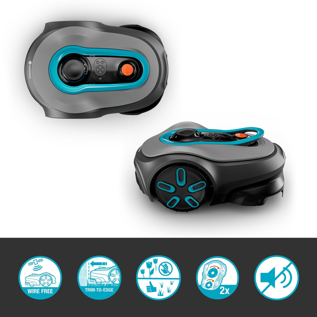Gardena Smart SILENO Free Set 750 m² Robot cortacésped, inalámbrico, para césped de hasta 750 m², Lona Intelligence, sin Cable delimitador, Funcionamiento silencioso (19924-47)