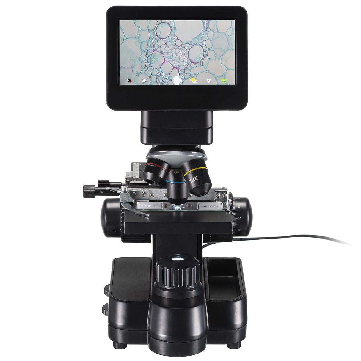 Bresser Biolux Touch - Microscopio LCD de 5 MP para Escuela y Hobby, con Mesa mecánica Cruzada, HDMI, USB y SD, Negro