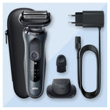 Braun Series 6 Afeitadora Eléctrica Hombre, Máquina de Afeitar Barba con Recortadora De Precisión EasyClick, SensoFlex, Uso En Seco y en Mojado, Recargable, Inalámbrica, 61-N1200s, Gris