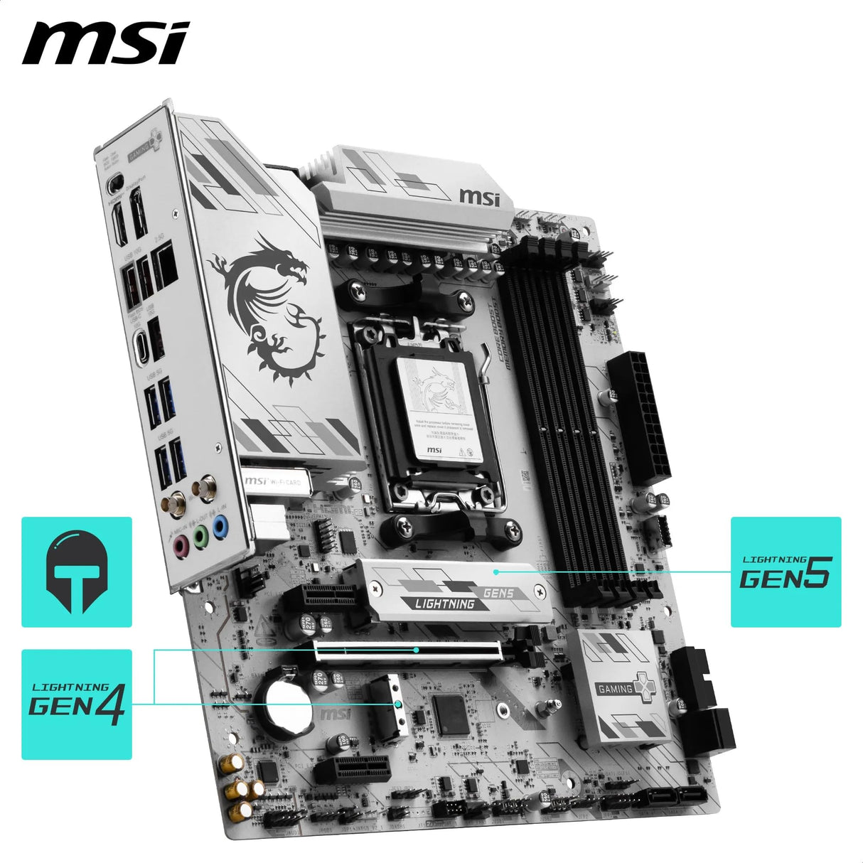 MSI Placa Base B850M Gaming Plus WIFI6E, mATX. Soporta procesadores AMD Ryzen 9000/8000/7000, AM5 - DDR5 Memory Boost 8200+ MT/s (OC), PCIe 4.0 x16, M.2 Gen5, Wi-Fi 6E, 2.5G LAN