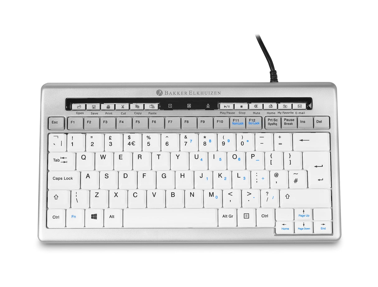 Bakker Elkhuizen S-Board 840 Design Teclado inglés USB Plata y Blanco, Plata y Blanco