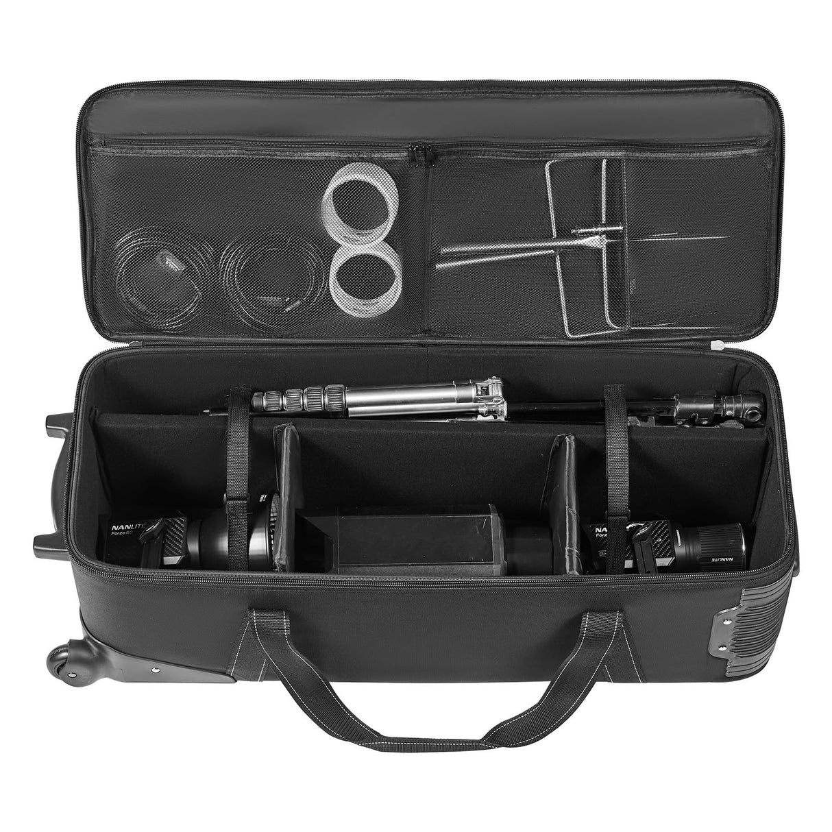 VEVOR Estuche con Ruedas para Equipo de Estudio 91 x 30 x 35,5 cm, Bolsa con Ruedas para Cámara, Correas, Asa Acolchada en el Compartimento para Soportes de Iluminación, Trípodes y Telescopios, Negro
