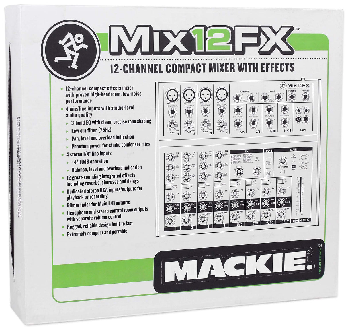 MACKIE Mix12FX mezclador analógico de 12 canales con efectos y ecualizador de 3 bandas