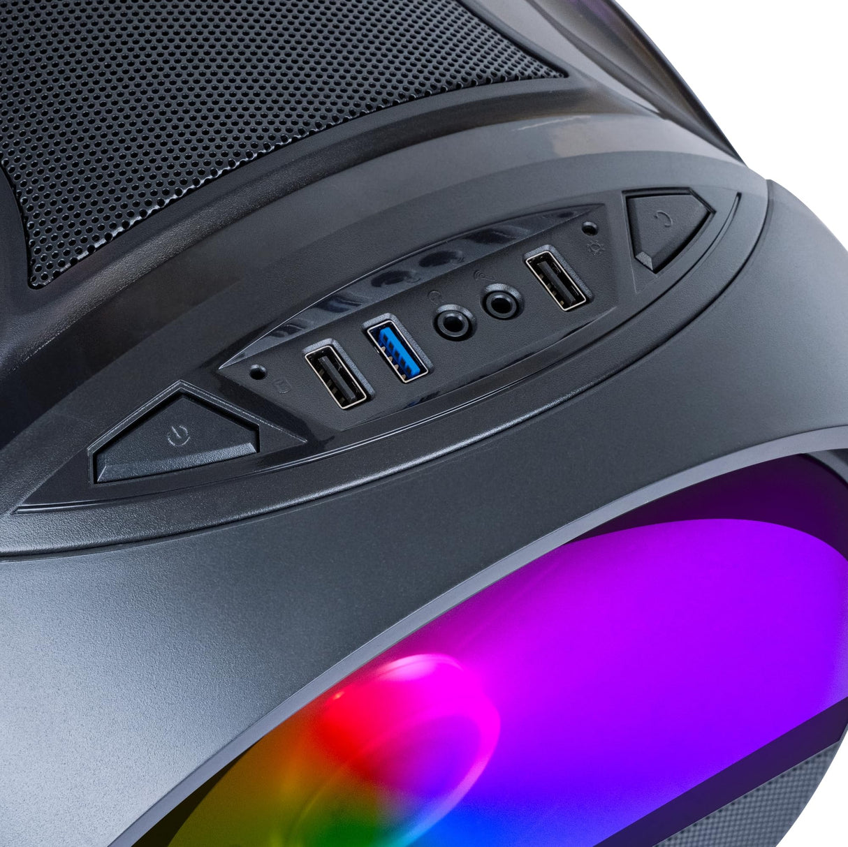 Mars Gaming MC- Cylon, Caja Gaming MicroATX, Diseño Cilíndrico de Turbina, Panel Cristal Templado y Ventana Superior Curvada Panorámica, Ventilador Frontal RGB 200mm + Ventilador Trasero 120mm, Negro