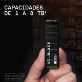 WD_BLACK SN850X NVMe SSD 8 TB M.2 2280 NVMe SSD con disipador de calor, Velocidades de lectura hasta 7200 MB/s, escritura 6600 MB/s, SSD para Juegos internos, PCIe Gen4, SSD de alto rendimento, Negro