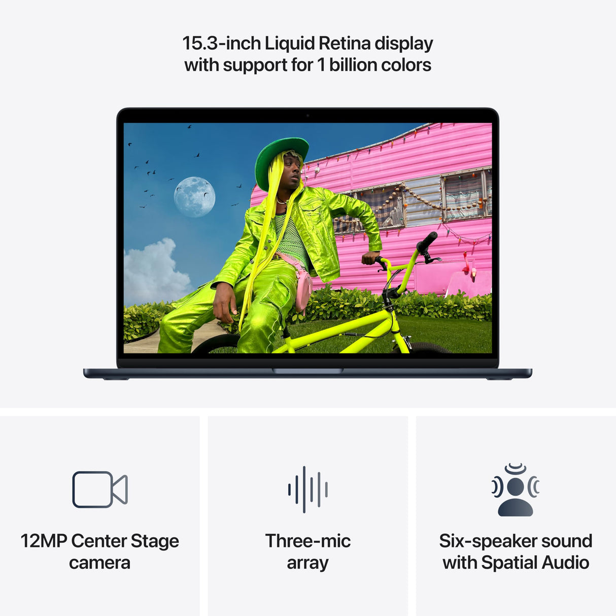 Apple MacBook Air de 15,3 Pulgadas con Chip M5: Pantalla Liquid Retina, CPU de 10 núcleos, GPU de 10 núcleos, 16 GB de Memoria unificada, 1 TB de SSD, Wi-Fi 7,Teclado portugués; Medianoch