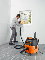 FEIN Dustex 25 L, Aspirador de obras para conexión de herramientas eléctricas, Aspirador en humédo/seco con cable de red 7,5 m, Potencia máxima de entrada 1380W. Homologación para la clase de polvo L.