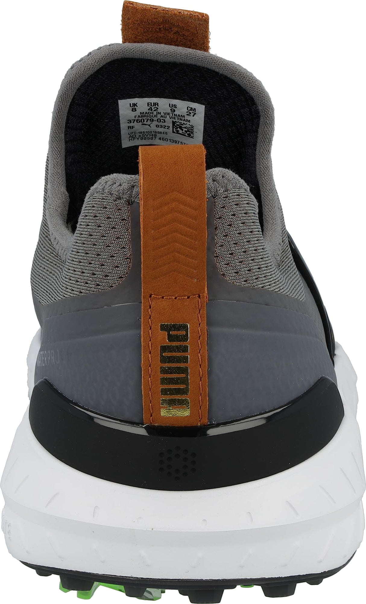 PUMA Encendido Disco articulado, Zapatos de Golf Hombre, Quiet Shade Team Gold Negro, 45 EU