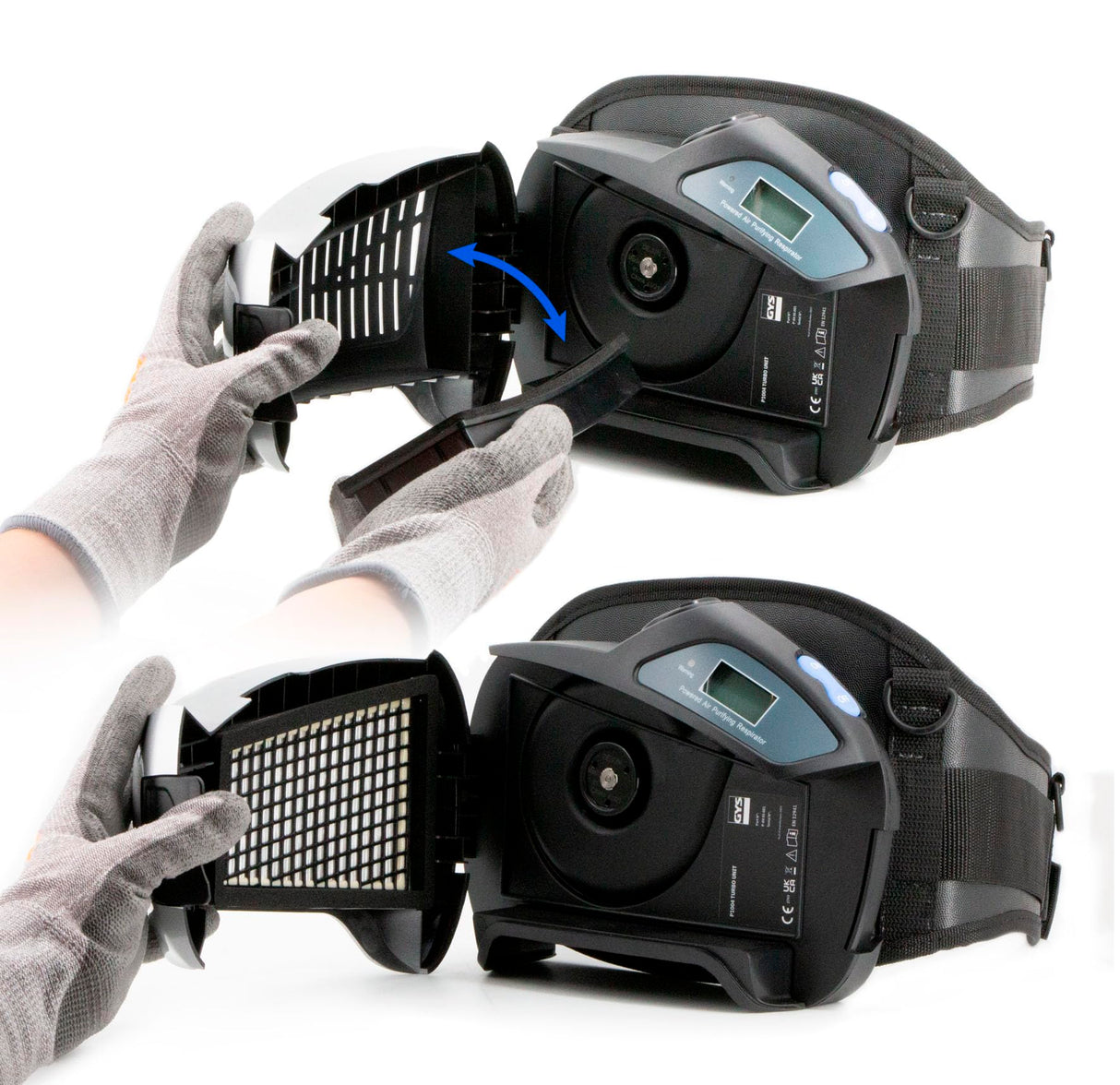 GYS, Máscara de soldadura respiratoria LCD GYSMATIC 3/9-13 G AIR True Color XL, campo de visión 100x60mm, oscurecimiento automático 0,04ms, clase óptica 1/1/1/1, filtro TH2 para MMA, TIG, MIG/MAG y