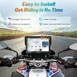 Carpuride W502B - Pantalla GPS 5 Pulgadas para Moto BMW R1200GS/R1250GS/S1000XR, CarPlay y Android Auto Inalámbrico, Pantalla Táctil Impermeable, Bluetooth Dual, Navegación Portátil para Moto
