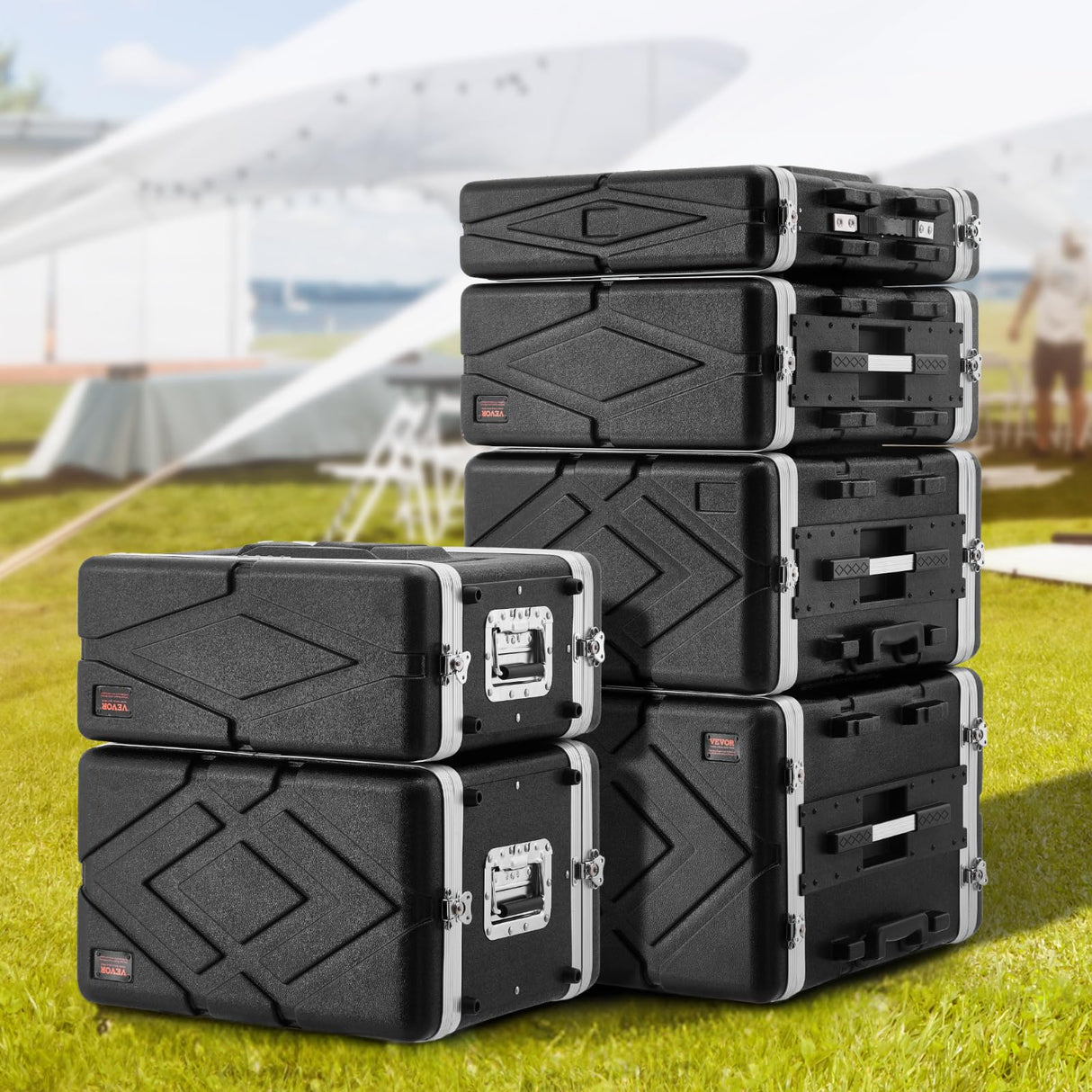 VEVOR 4U Gabinete para Servidor, Profundidad de 361,95 mm, Gabinete para Rack de Servidor con Manija de Construcción ABS, Paneles Frontal y Posterior Desmontables para Amplificadores, Mezcladores
