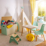 B. Spaces by Battat - Juego de Muebles Infantiles - 1 Mesa y 2 Sillas Infantiles con Patas de Madera Natural (Marfil y Madera Natural)