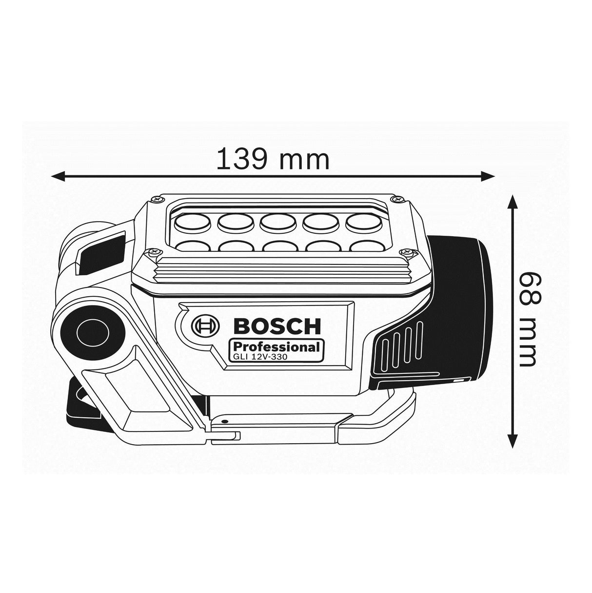 Bosch Professional 12V System GLI 12V-330 - Linterna LED a batería (330 lúmenes, sin batería, en caja)