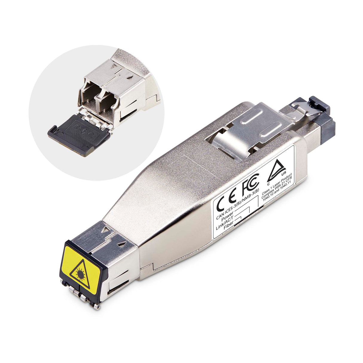 StarTech.com Dongle Conversor de Medios de Fibra Gigabit a Ethernet RJ45 - Alimentado por PoE - Mono/Multimodo - Metal