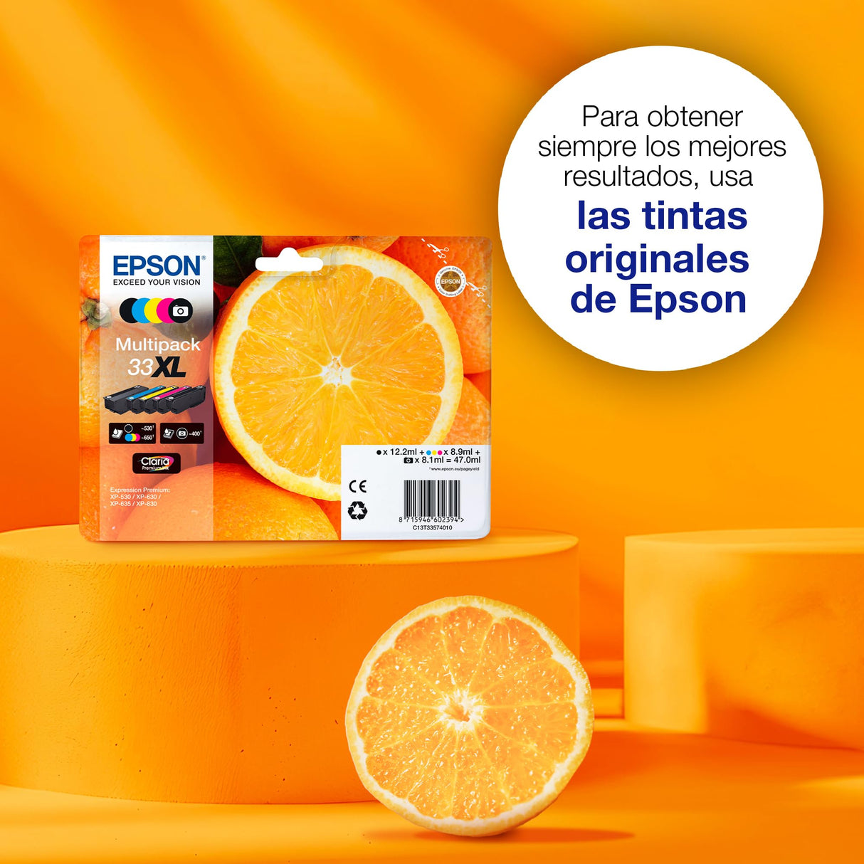 Epson C13T33574011- Cartucho de tinta para impresora, Multicolor, Paquete de 5, Ya disponible en Amazon Dash Replenishment, XL