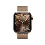 Apple Watch Series 10 GPS + Cellular Smartwatch con caja de titanio Oro de 46 mm y Pulsera Milanese Loop Oro - Talla M/L.Monitor de entreno, app ECG, pantalla Retina siempre activa y neutro en carbono