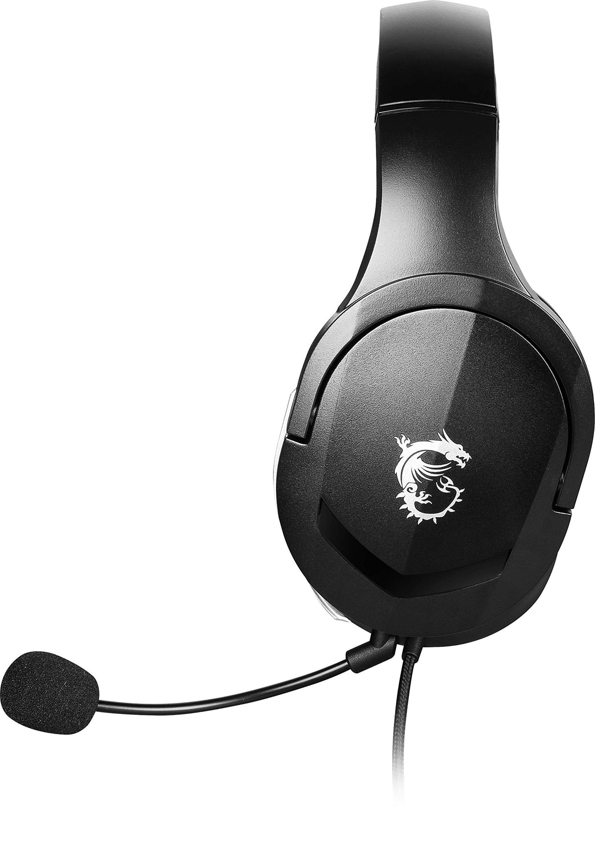 MSI Immerse GH20 - Auriculares para Juegos con Cable, diseño Ligero Ajustable, Controles de Volumen en línea, Auriculares Aptos para Gafas, Conector de Audio de 3.5 mm, PC/Mac/PS4/Xbox, Negro, Grande