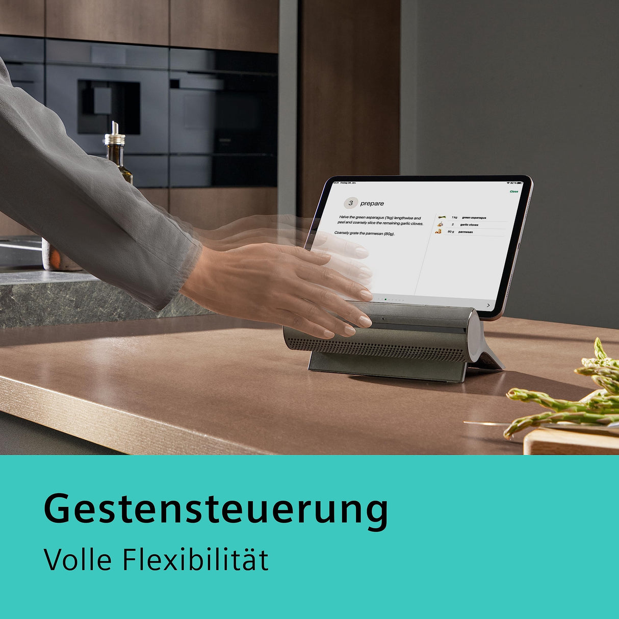Siemens Smart Kitchen Dock XSDS10 - Centro de Control de Voz para Dispositivos de Cocina Inteligentes, Control por Gestos, Compatible con tabletas/Smartphones a Partir de iOS 15.0/Android 11, Color