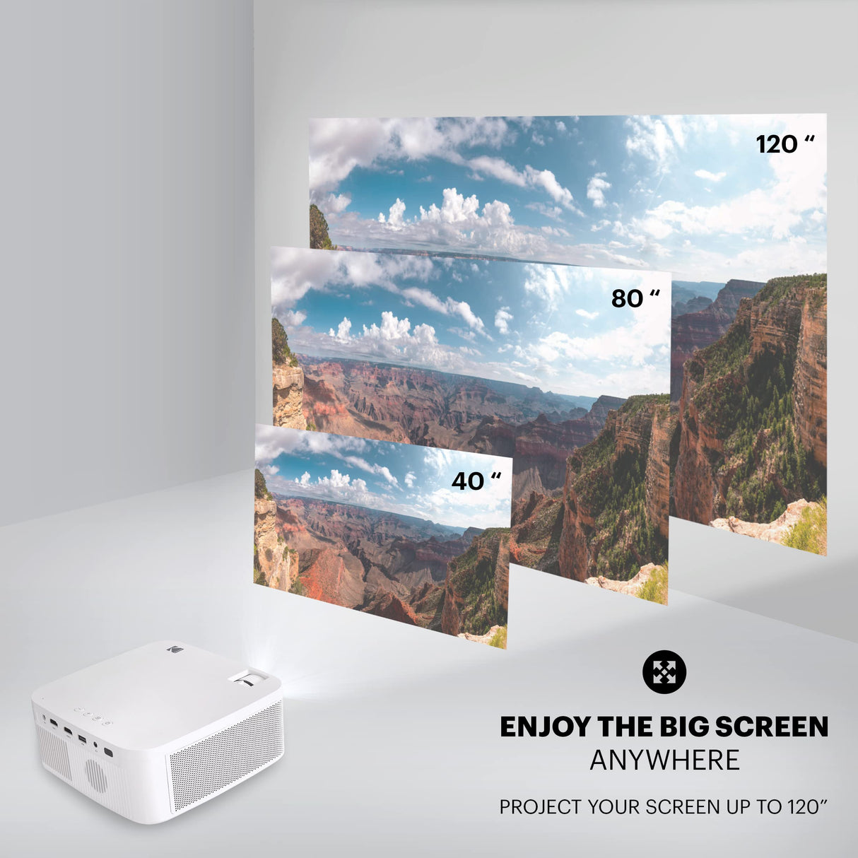 KODAK Proyector Multimedia FLIK X10 Full HD, Mini Sistema de Cine en casa Compacto y portátil con Control Remoto, proyección de Video nativa de 1080p y Cable HDMI