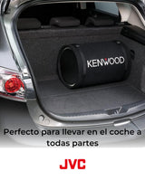 KENWOOD KSC-W1200T Subwoofer Tubular - Subwoofer de Tamaño Compacto y Forma de Tubo, con Correas para Instalación Rápida y Fácil en Coche. Potencia Nominal 200W y Potencia de Pico 1200W