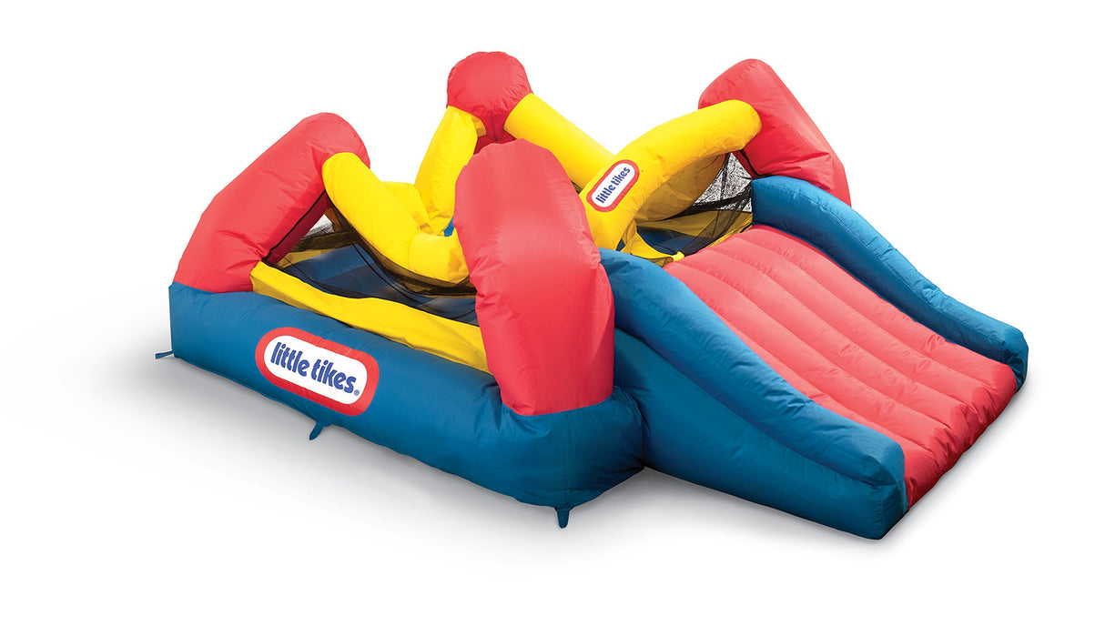 Little Tikes Jump 'n Slide Castillo Hinchable - con Paredes en Malla para Uso Exterior - Incluye Funda, Compresor y Parches de reparación - Edad: 3+ años, Exclusivo en Amazon