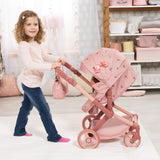 Bayer Design 17026AA Cochecito de muñeca Xeo, Carro para muñecos, Bolsa, Convertible, Regulable en Altura