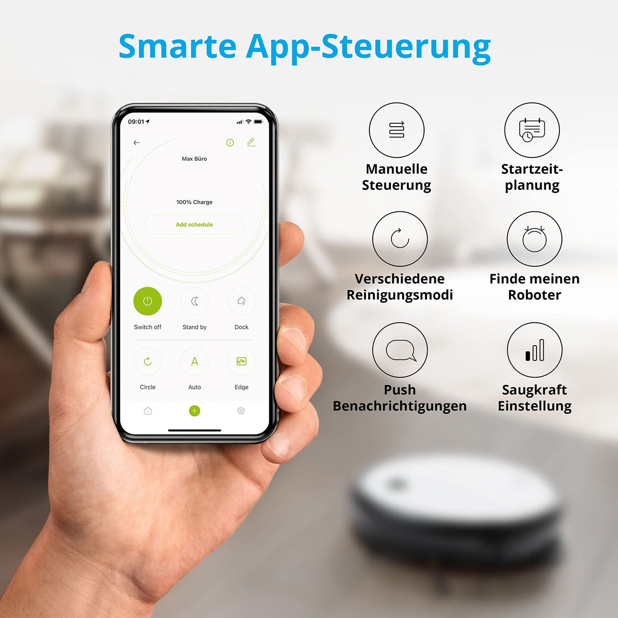 MEDION Robot Aspirador con función de fregado y Control Mediante una App (WiFi, Alexa, navegación Inteligente, estación de Carga, aspiración y fregado al Mismo Tiempo