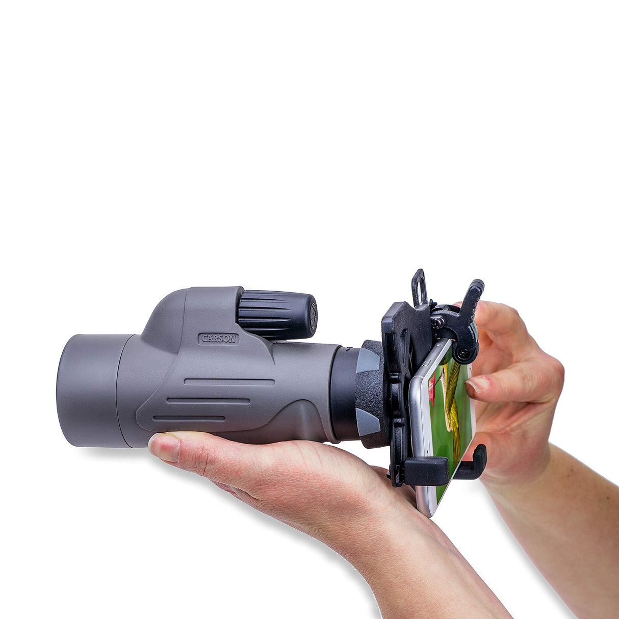 Carson MonoPix™ Monocular estanco de 8x42 mm, con Paquete de digiscoping para Smartphone (MP-842IS)