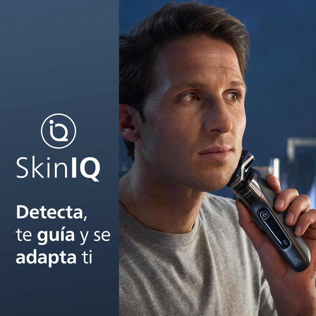 Philips Serie 7000 Afeitadora Eléctrica Hombre, Máquina de Afeitar Barba con Recortadora, 60min de uso, En Seco y Húmedo, Recargable, Centro de Limpieza, Base Carga, OneBlade, Funda, S7887/78, Gris