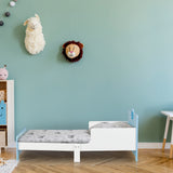 Relaxdays Cama Infantil con Diseño de Marinero, Bordes Anticaída, Somier Láminas, 60 x 77 x 143 cm, MDF, Blanco/Azul