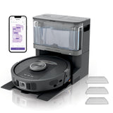 Shark PowerDetect Robot Aspirador y fregona 2 en 1, NeverTouch 30 días autovacía y autorecargable, con navegación 3D y LiDAR, NeverStuck Obstáculo Bypass, WiFi/App/Alexa, Negro RV2800YEUK