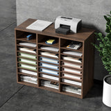 VEVOR Organizador de Literatura de madera Aglomerado Estante de Almacenamiento de Documentos de 24 Compartimentos 73,7x30,5x62 cm Clasificador de Literatura con Estantes Ajustables para Oficina Marrón