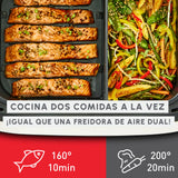 Moulinex Dual Easy Fry Flex, Freidora de aire con separador FlexCook, 9L de Capacidad Para Hasta 8 personas, 7 Programas Preestablecidos, Negro, EZ9228F0