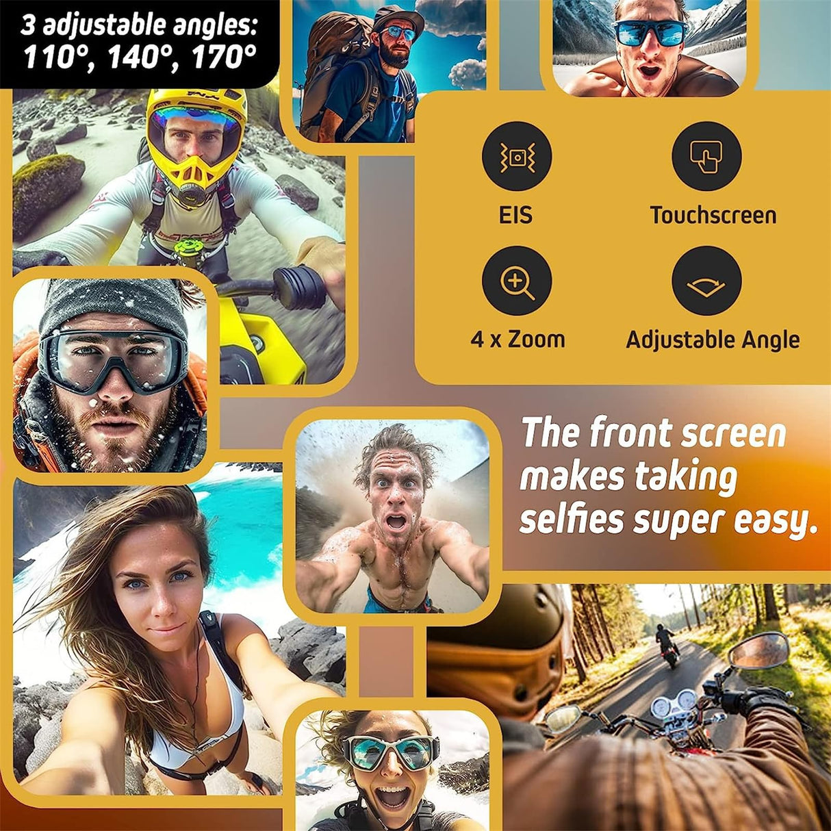 icefox Cámara Deportiva 5K WiFi 30FPS 20MP, Cámara Deportiva EIS Pantalla Táctil, 4X Zoom 170° Gran Angular, 30m Cámara Sumergible, Action CAM con Control Remoto, Micrófono Externo, Kit de Accesorios