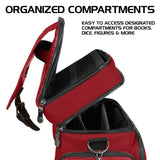 ENHANCE DND Bag - Bolsa de Accesorios RPG Dungeons and Dragons con Almacenamiento de minis, Soporte para Alfombrillas, Bolsillos para Dados, se Adapta a 4-8 Libros, Rojo dragón, Personalizable
