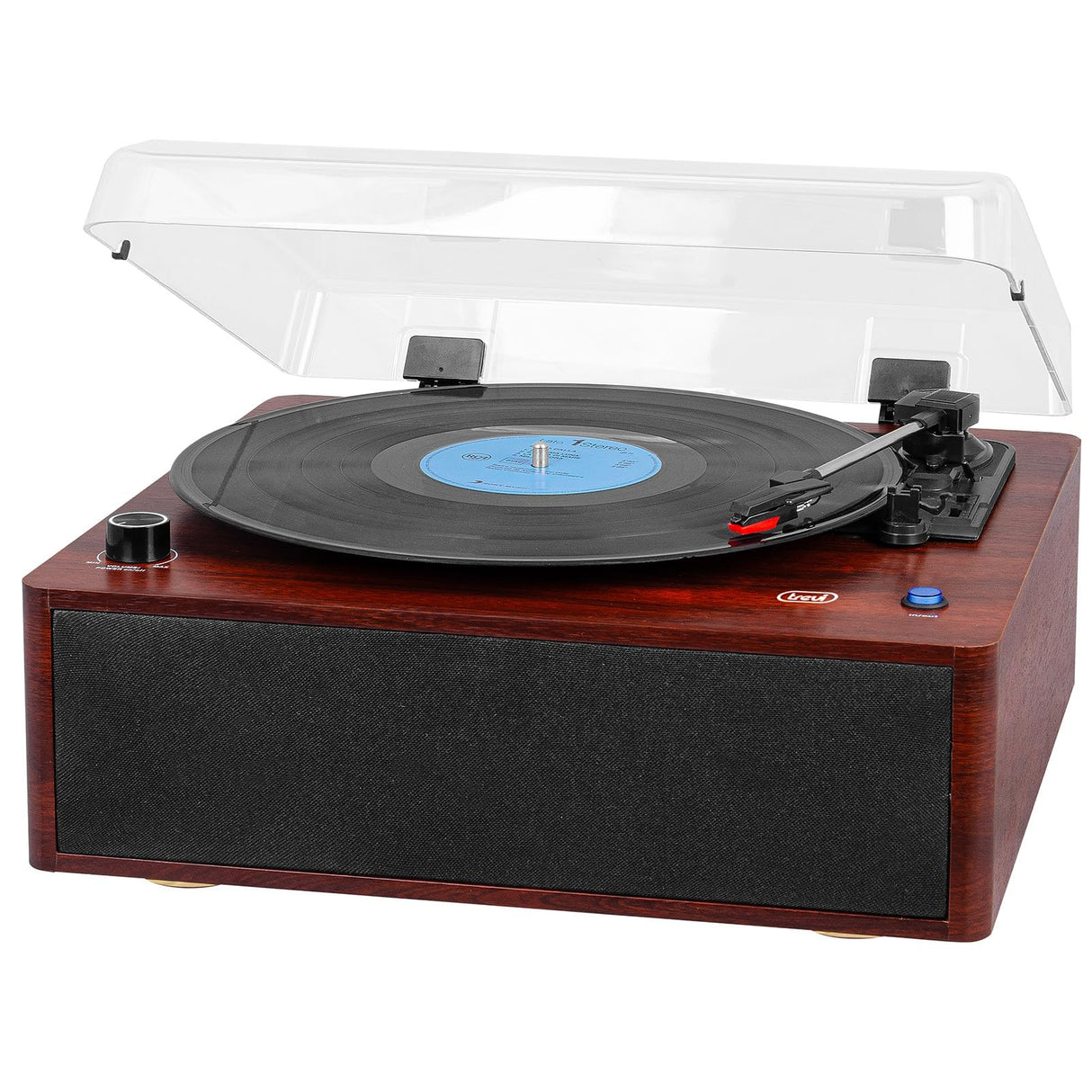 Trevi TT 1030 BT Tocadiscos con Mueble de Madera, conexión Audio inalámbrica Entrada/Salida, Reproductor de vinilos 33/45/78 RPM, Salida RCA, Altavoces incorporados