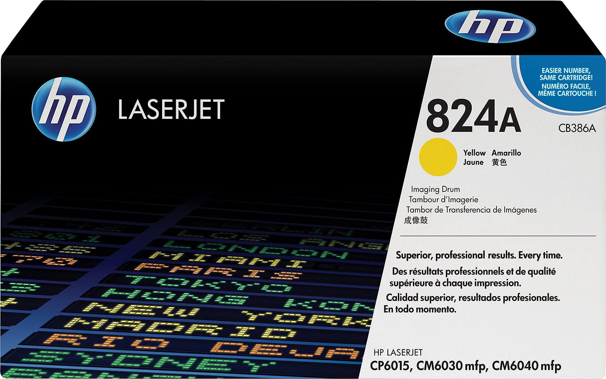 HP 824A CB386A, Amarillo, Tambor de Imágenes Original, de 23.000 páginas, para impresoras HP Color LaserJet CP6015dn, CP6015n, CP6015xh, CM6030, CM6030f, CM6040 y CM6040f
