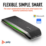 Altavoz manos libres inteligente Poly Sync 40 - Espacios de trabajo flexibles, Se conecta a PC mediante un cable USB-A o USB-C y a teléfonos inteligentes a través de Bluetooth - Funciona: Teams y Zoom