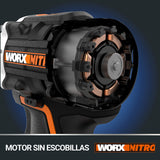 WORX Taladro Percutor a batería 20V Máx | WX352 | Motor sin escobillas | Power Share | 2 baterías de 2Ah | Cargador y maletín | Portabrocas metálico, carcasa de engranajes metálica |