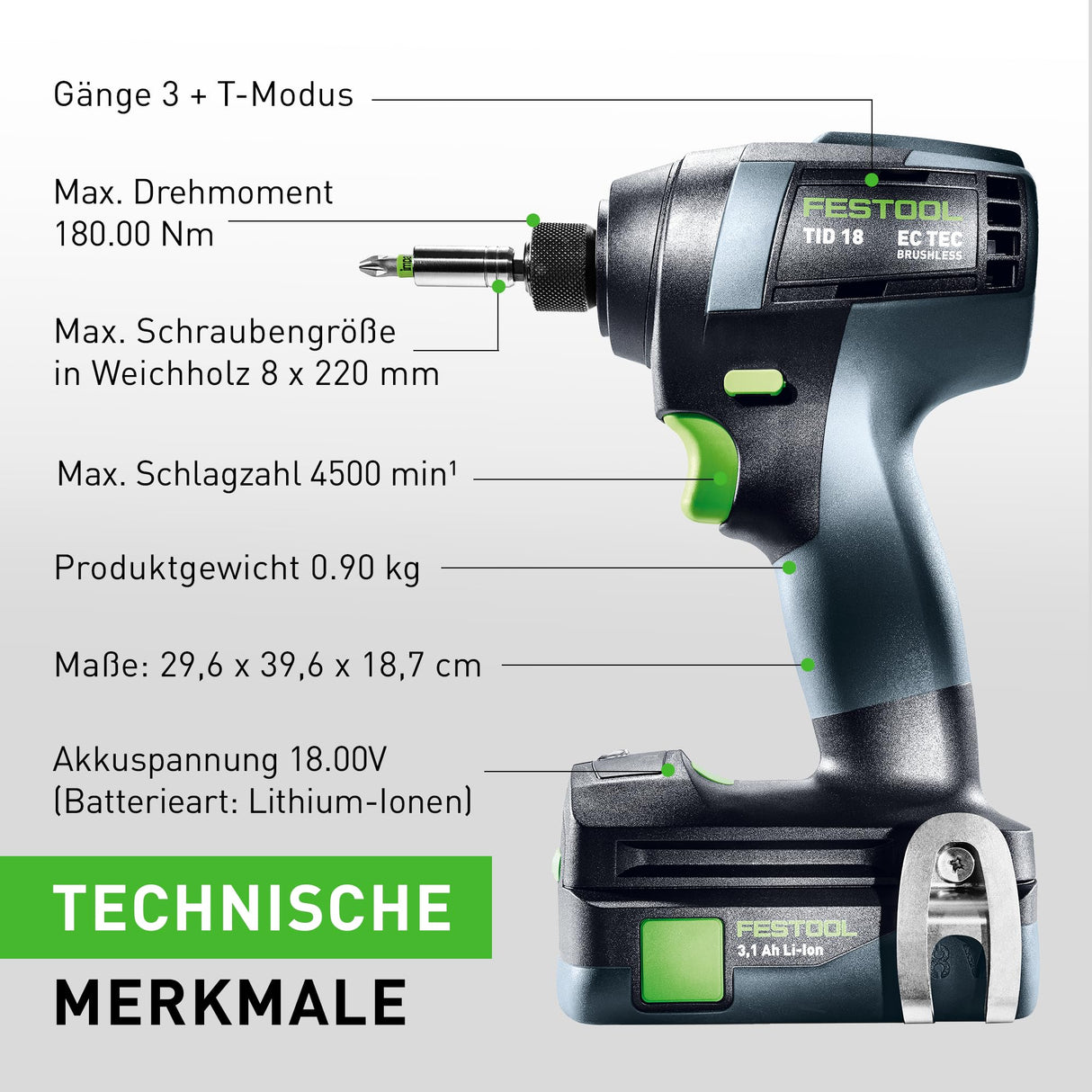 Festool Set de taladro atornillador y atornillador de impacto TID 18 5,0/4,0-Set TPC 18/4