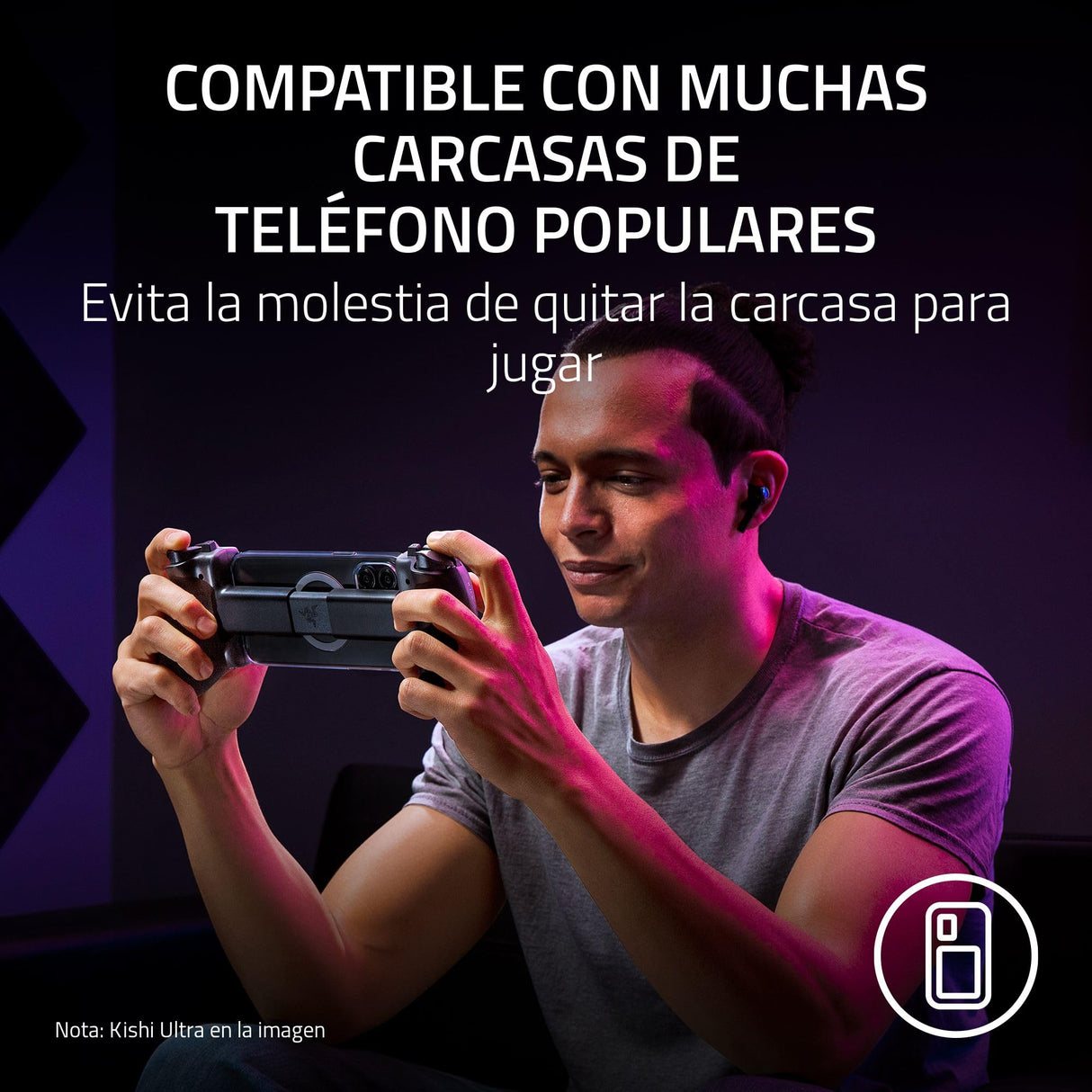 Razer Kishi V3 Pro - Mando gaming USB-C para iPhones, smartphones Android y mini tablets de hasta 8" - Plug and Play- sticks analógicos antideriva (12 botones - hápticos Sensa HD) Negro